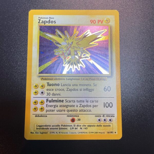 Pokemon Nintendo  Zapdos 16/102 Set Base Rara Holo ITA - VG - tcg - immagine 3