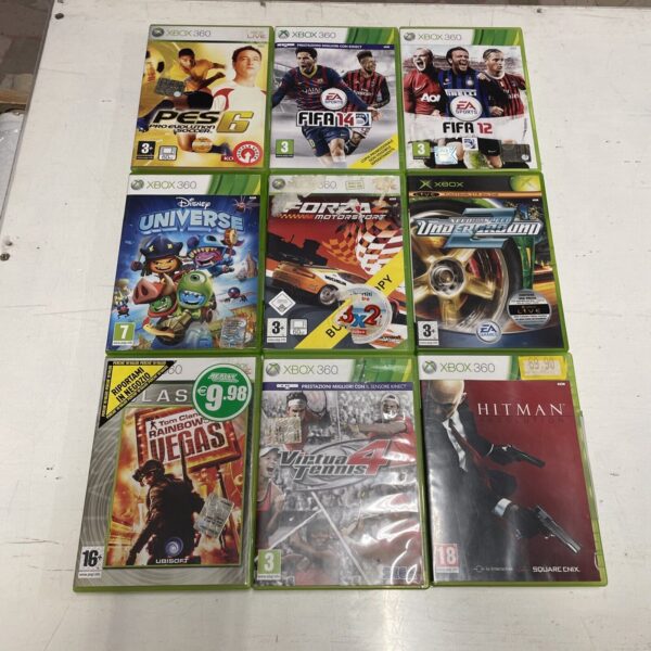 Microsoft X-box 360 LOTTO 9 giochi Forza Motosport  WRC Tennis Fifa Pro Soccer - immagine 3
