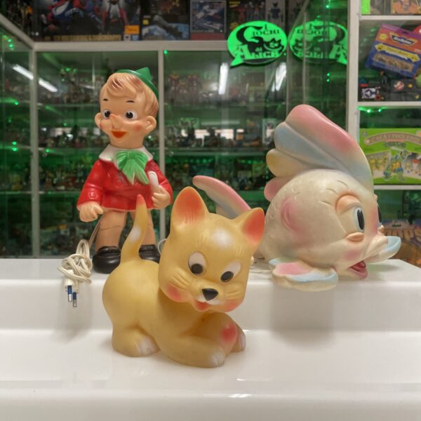 LEDRA Rubber Toys - PINOCCHIO -  Set Gatto Pesce Pupazzo 25 cm Scolaro