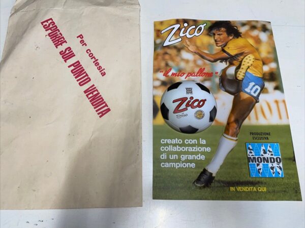 MONDO PUBBLICITA' ORIGINALE PALLONI "ZICO" con Autografo stampato del 1984