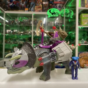 TYCO  Dinoriders Triceratops with Hammerhead and Sidewinder  Dino Riders  1987