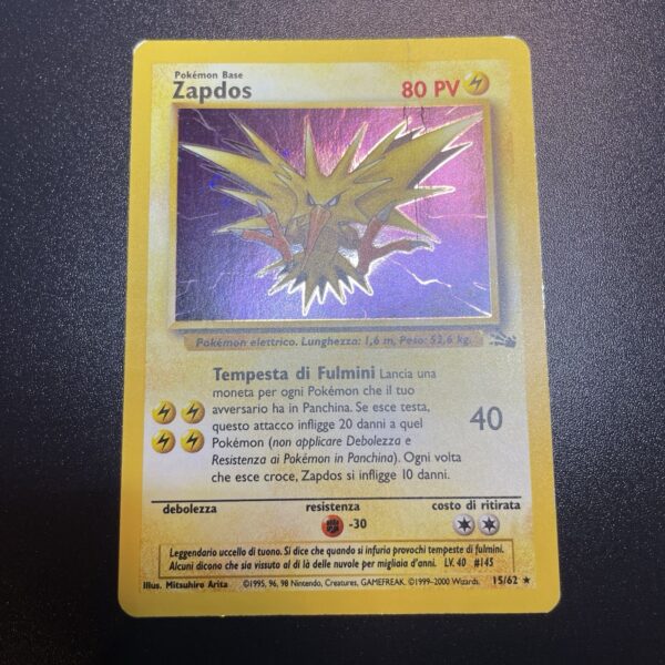 Pokemon Nintendo  Zapdos  15/62 Set Fossil Rara Holo ITA - VG - tcg - immagine 3