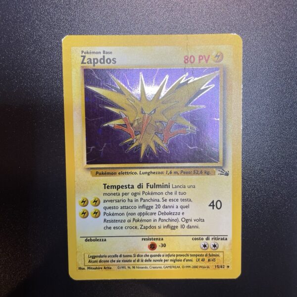 Pokemon Nintendo  Zapdos  15/62 Set Fossil Rara Holo ITA - VG - tcg - immagine 7