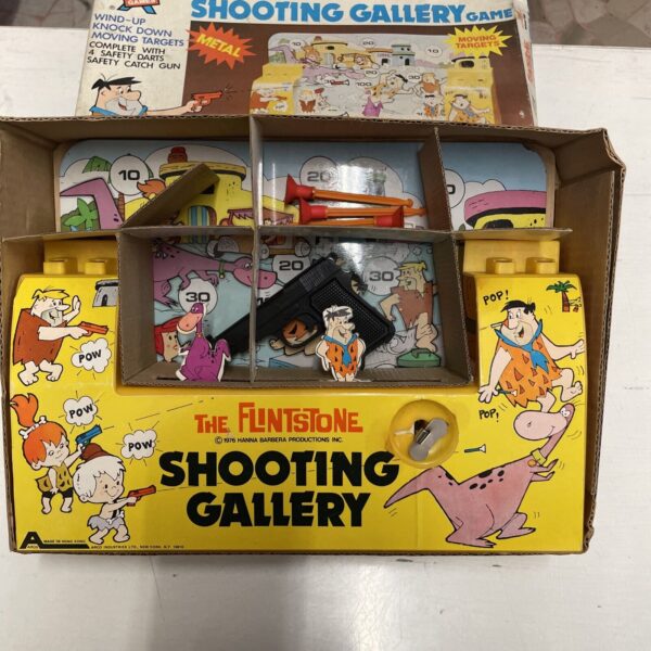 Arco FLINSTONES shooting Gallery game TIN TOYS Vintage Wind Up - immagine 5