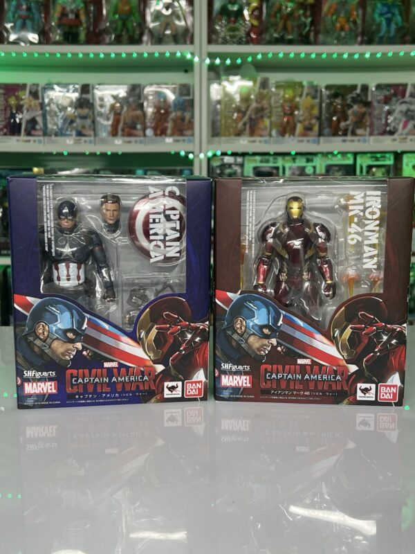 Bandai sh figuarts Marvel Civil Wars - Captain America Vs Iron Man Mk-46 - immagine 3