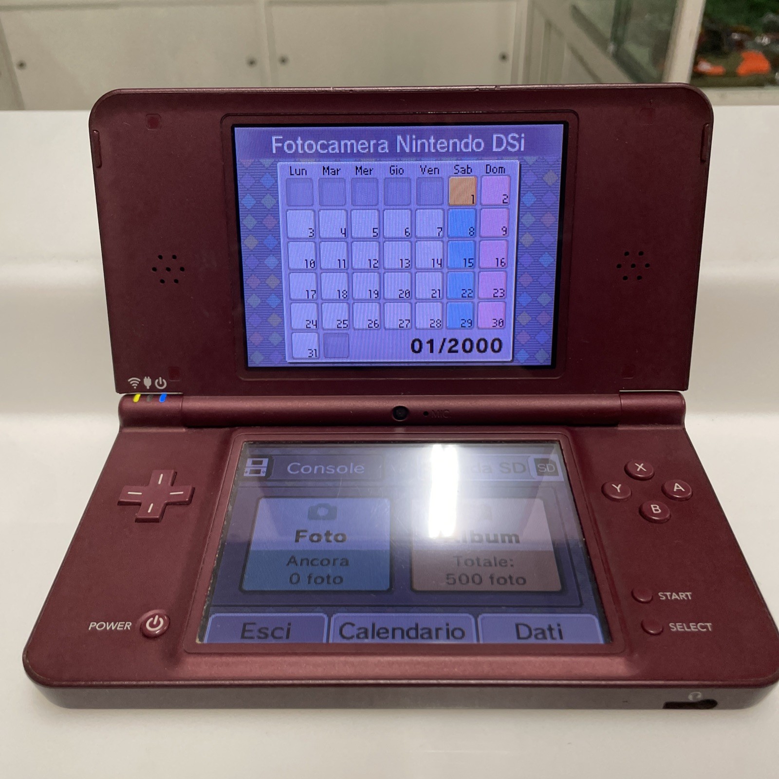 Nintendo DS Xl Ita Brown Rosso Borgogna + Carica Batteria -Testato Funzionante - immagine 3