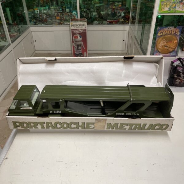 GOZAN Juguetes n. 916 - Bisarca Camion Portauto Militare - Tin Toys Lamiera - immagine 7