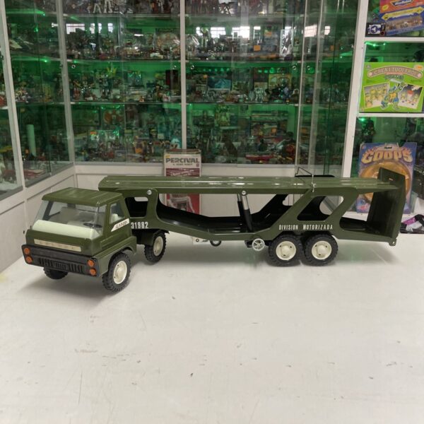 GOZAN Juguetes n. 916 - Bisarca Camion Portauto Militare - Tin Toys Lamiera - immagine 8