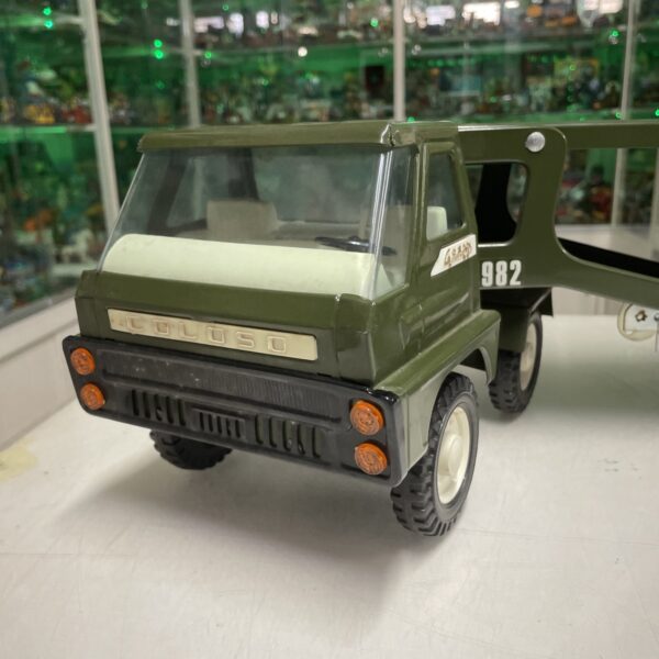 GOZAN Juguetes n. 916 - Bisarca Camion Portauto Militare - Tin Toys Lamiera - immagine 9