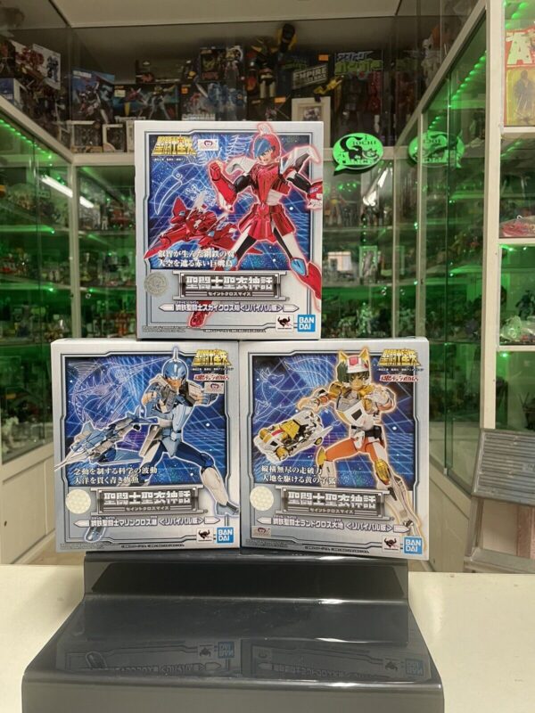 Bandai Saint Seiya Myth Cloth Sky - Marine - Land - Steel Cloth Revival SET 3 Pz