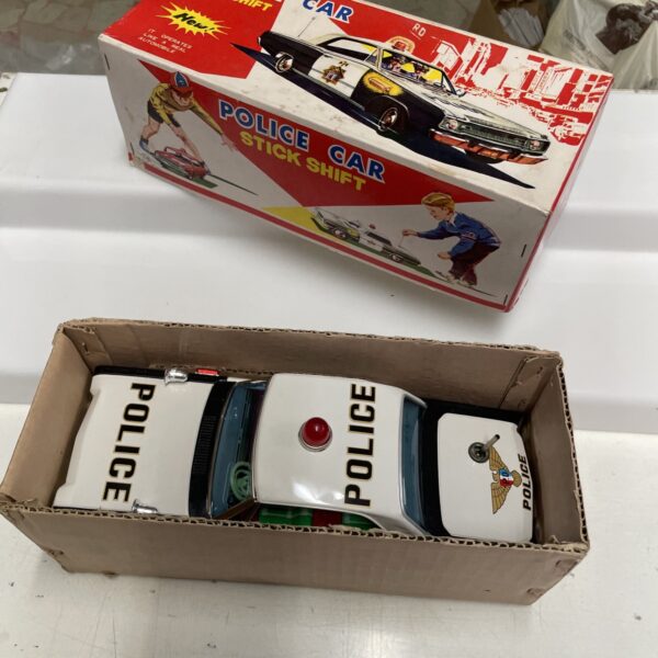 NOMURA T.N. Toys Made in Japan POLICE CAR Stick Shift Tin Toys Vintage Mistery - immagine 7